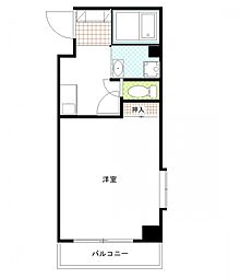 福地産業西十日市ビル 6階ワンルームの間取り