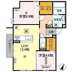 OLIVE GARDEN FUCHU 1階2LDKの間取り