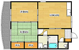 カルチェＧＰ 1階2LDKの間取り