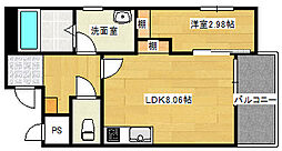 シンビ高須駅前II 3階1LDKの間取り