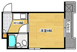 メゾン大州 3階1Kの間取り