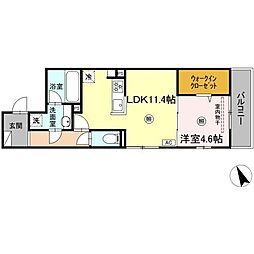 campanella舟入南 2階1LDKの間取り