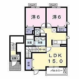 サン・ジェルメ 2階2LDKの間取り