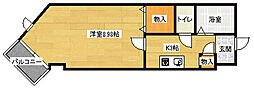 キャロンサンク 6階1Kの間取り