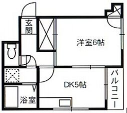 フラット光町 2階1DKの間取り