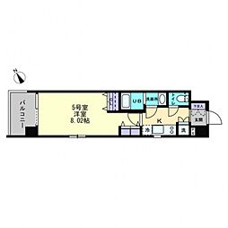 プレディアスタイル紙屋町 2階1Kの間取り