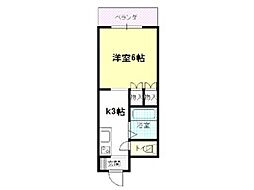 舟入レイクビル 5階1Kの間取り