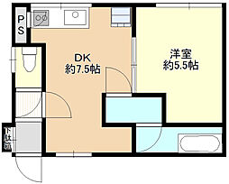 鹿籠コーポラス 2階1DKの間取り