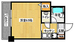 比治山エコテラス 6階1Kの間取り