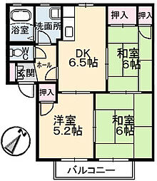 ディアス南幸Ｃ棟 2階3DKの間取り