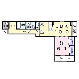 セレーノ大宮 3階1LDKの間取り