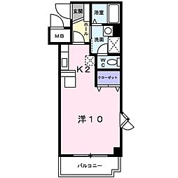 サンリット 1階1Kの間取り