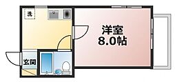 第3宮本ビル 2階1Kの間取り