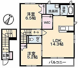 T’Sハウス　B棟 2階2LDKの間取り