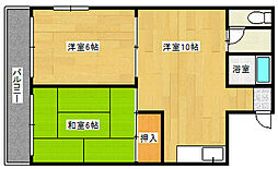 コースト・川端 2階2LDKの間取り