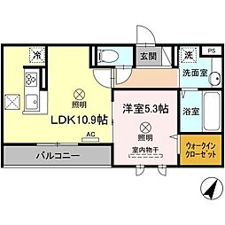 メゾン　ボヌール大町 1階1LDKの間取り