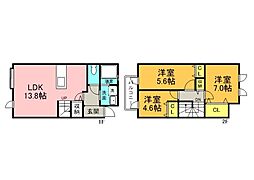 アエラス早稲田 1階3LDKの間取り
