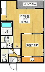 Grandtic 翠 1階1LDKの間取り