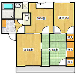 フレグランス戸田 2階3DKの間取り