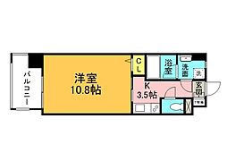 LATOUR　KOMACHI 6階1Kの間取り