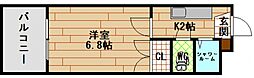 リバージュ山下 1階1Kの間取り