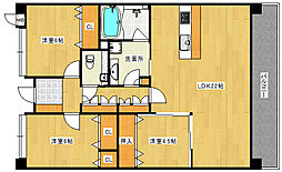 ルミナスサンシャーレ古江東 8階3LDKの間取り