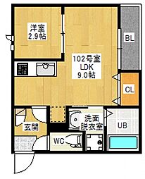 GRANDTIC赤月（仮GRANDTIC向洋） 1階1LDKの間取り