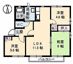 ピースフルラビット 2階3LDKの間取り