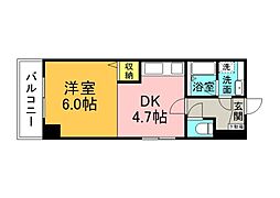 クライス・タウ 3階1DKの間取り