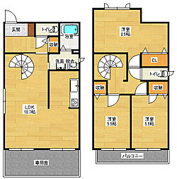 グランヴェールIII 1階3LDKの間取り