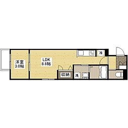 月光祇園新橋北 2階1LDKの間取り