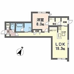 ミラベル祇園 1階1LDKの間取り