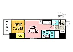 S-RESIDENCE観音公園aloria 901 9階1LDKの間取り