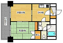 朝日プラザアムネット天満町 9階2DKの間取り