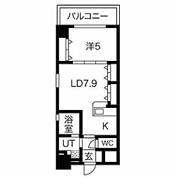 リーベングランツ平和大通り 11階1LDKの間取り