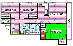 旭 2階3LDKの間取り
