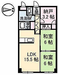 サンライズ三滝橋 4階3LDKの間取り