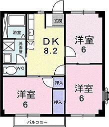 エスポワールＢ 2階3DKの間取り