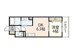 Koti井口明神 302 3階1DKの間取り
