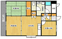 パストラルI 3階2LDKの間取り