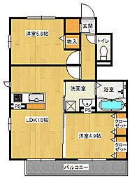 マルベリー 1階2LDKの間取り