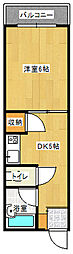コーポ西原 4階1DKの間取り