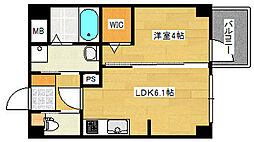 AR庚午南 2階1DKの間取り