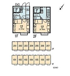 レオパレスリベイン 1階1Kの間取り