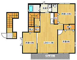 リストーロ平和台　A棟 2階3LDKの間取り