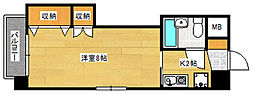 川本ビル 303 3階1Kの間取り