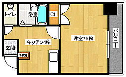 アベニュー牛田新町 301 3階1Kの間取り