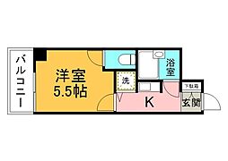 キャステール西川口 5階1Kの間取り