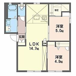 グリーン長束 1階2LDKの間取り