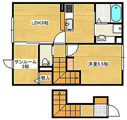 アップヒルズ 2階1LDKの間取り